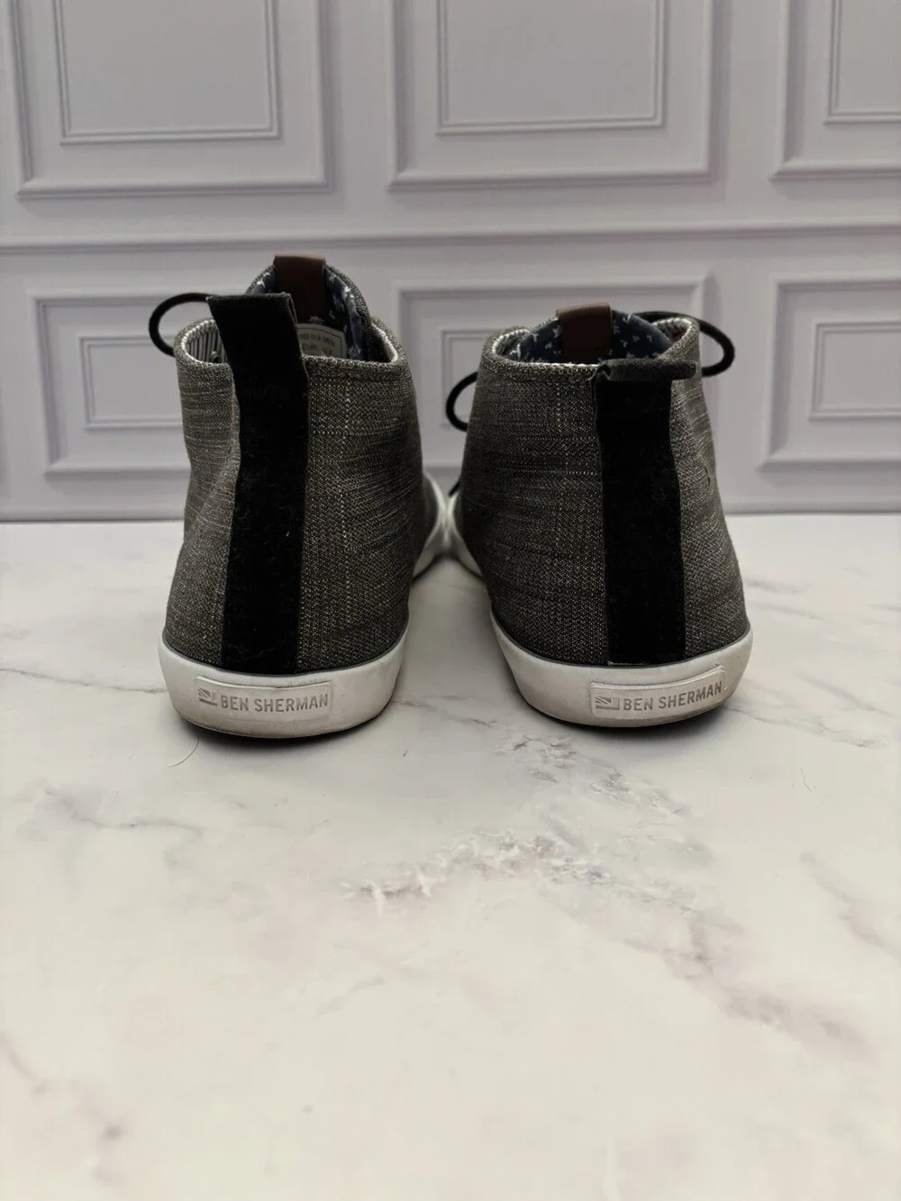 Ben Sherman Men’s Gray/White Canvas Lace-Up Sneakers Round Toe US 12 EU 45